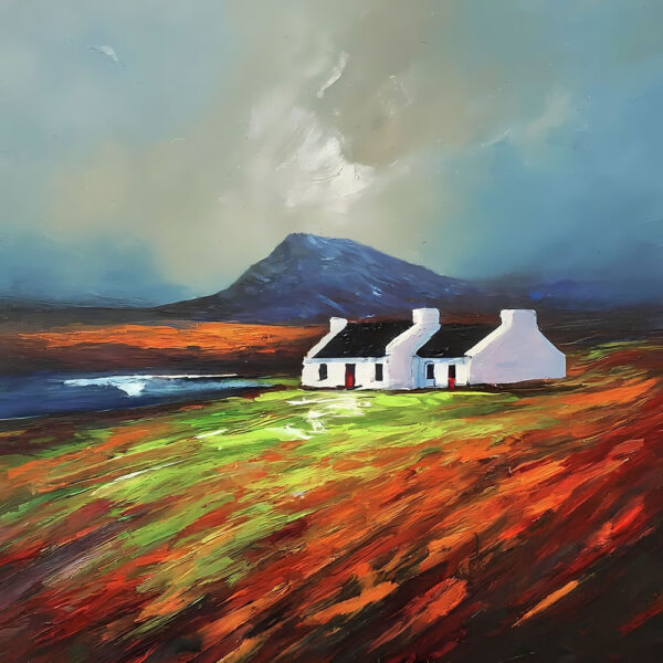 White Cottage, Muckish, Donegal - framed canvas print