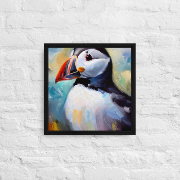 Puffin - framed canvas print - Image 3