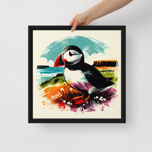 Puffin, Rathlin Island - framed canvas print - Image 2