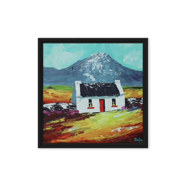 White Cottage and Mount Errigal - framed canvas print - Image 5