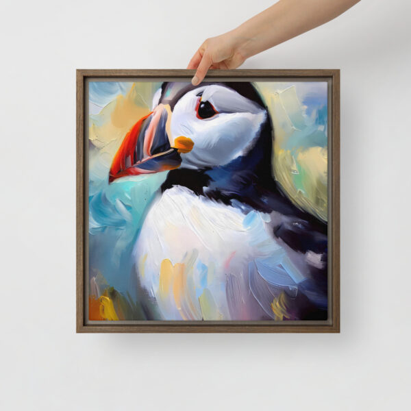 Puffin - framed canvas print - Image 2