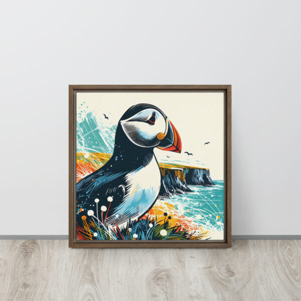 Puffin, Rathlin Island - framed canvas print - Image 4