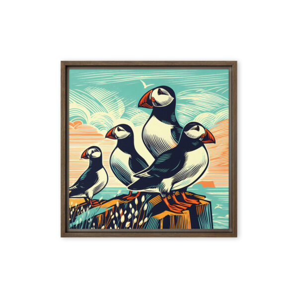 Puffins on Clifftop - framed canvas print - Image 6