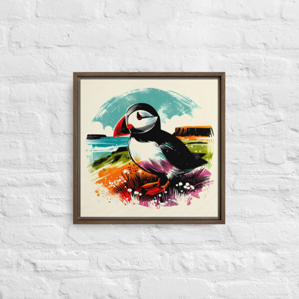 Puffin, Rathlin Island - framed canvas print - Image 3