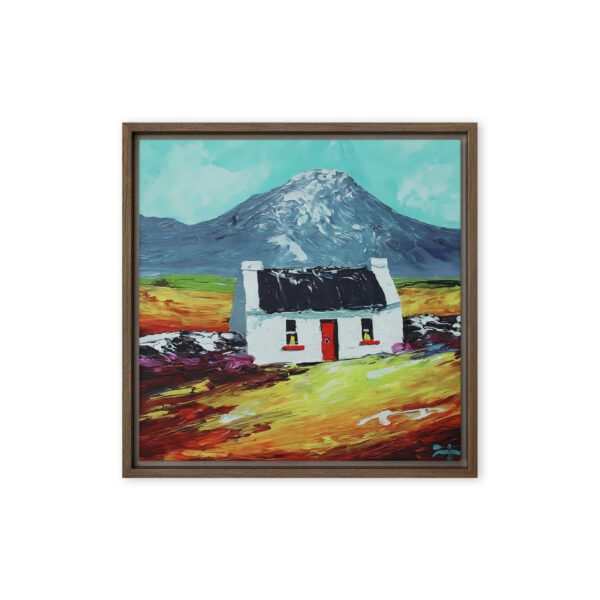 White Cottage and Mount Errigal - framed canvas print - Image 6