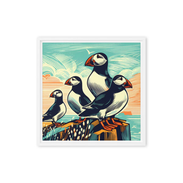 Puffins on Clifftop - framed canvas print - Image 7