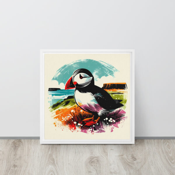 Puffin, Rathlin Island - framed canvas print - Image 4