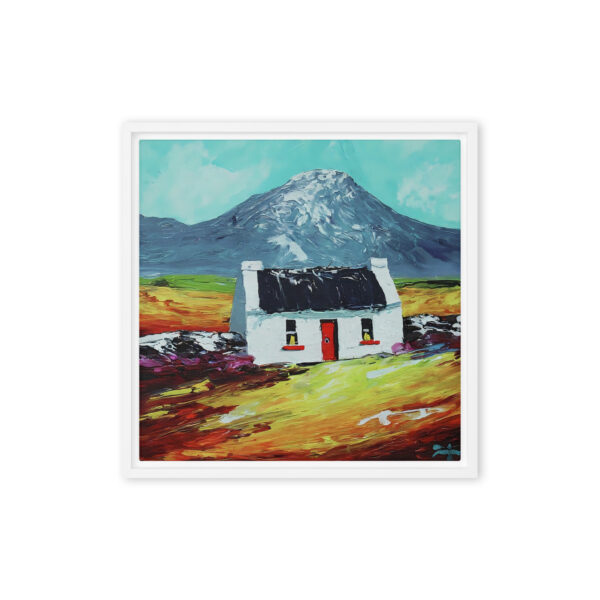 White Cottage and Mount Errigal - framed canvas print - Image 7