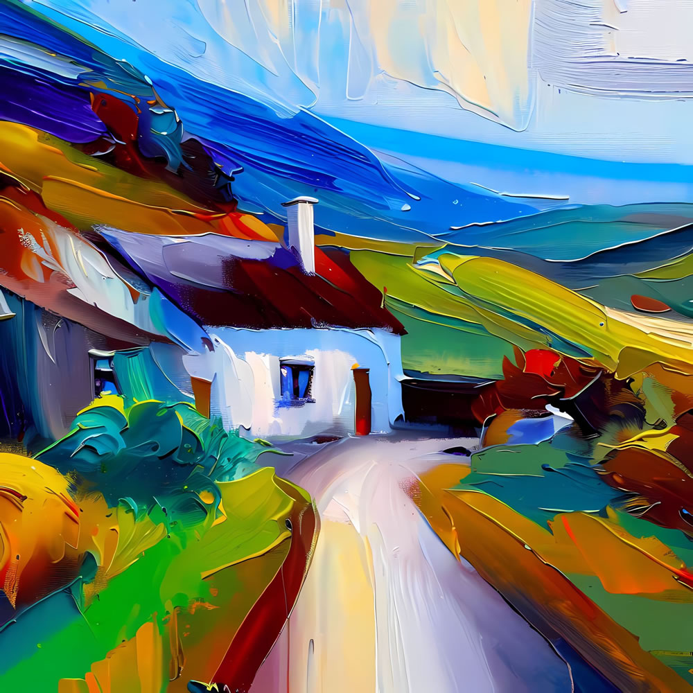 Donegal Cottage Summer Light - Framed canvas