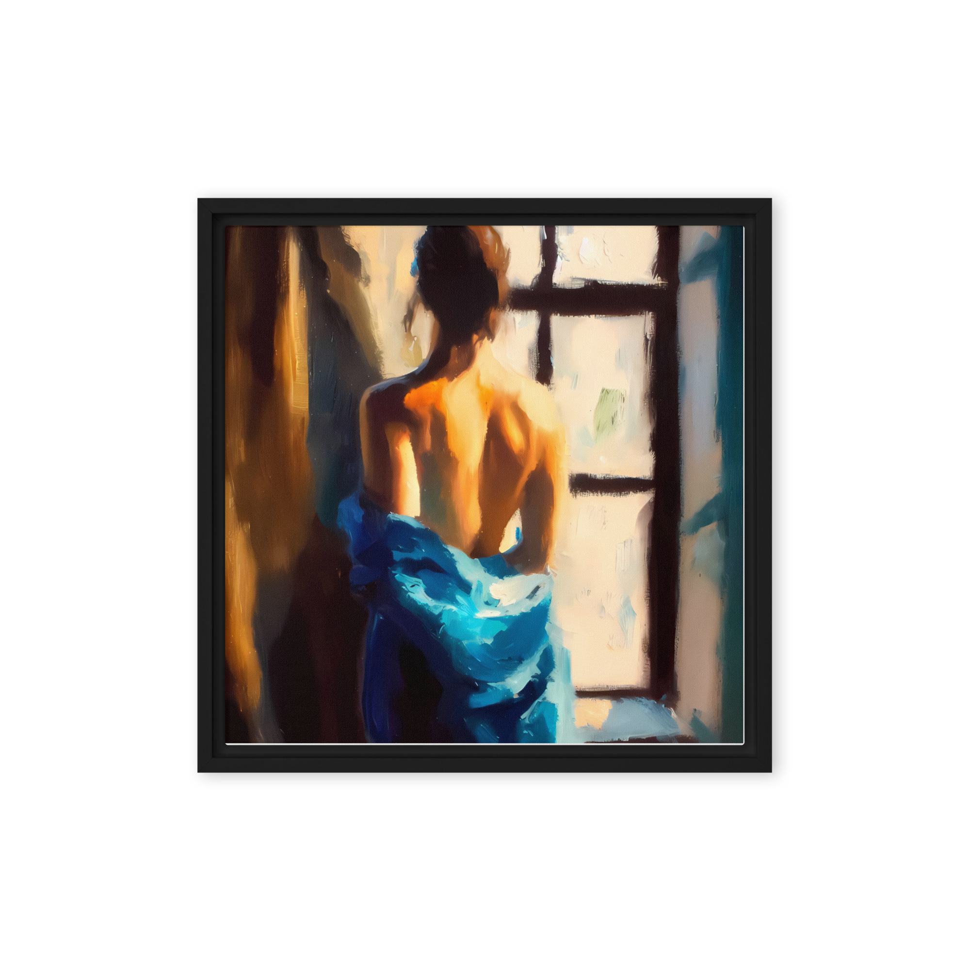 Lady in Blue - framed canvas print - Image 2