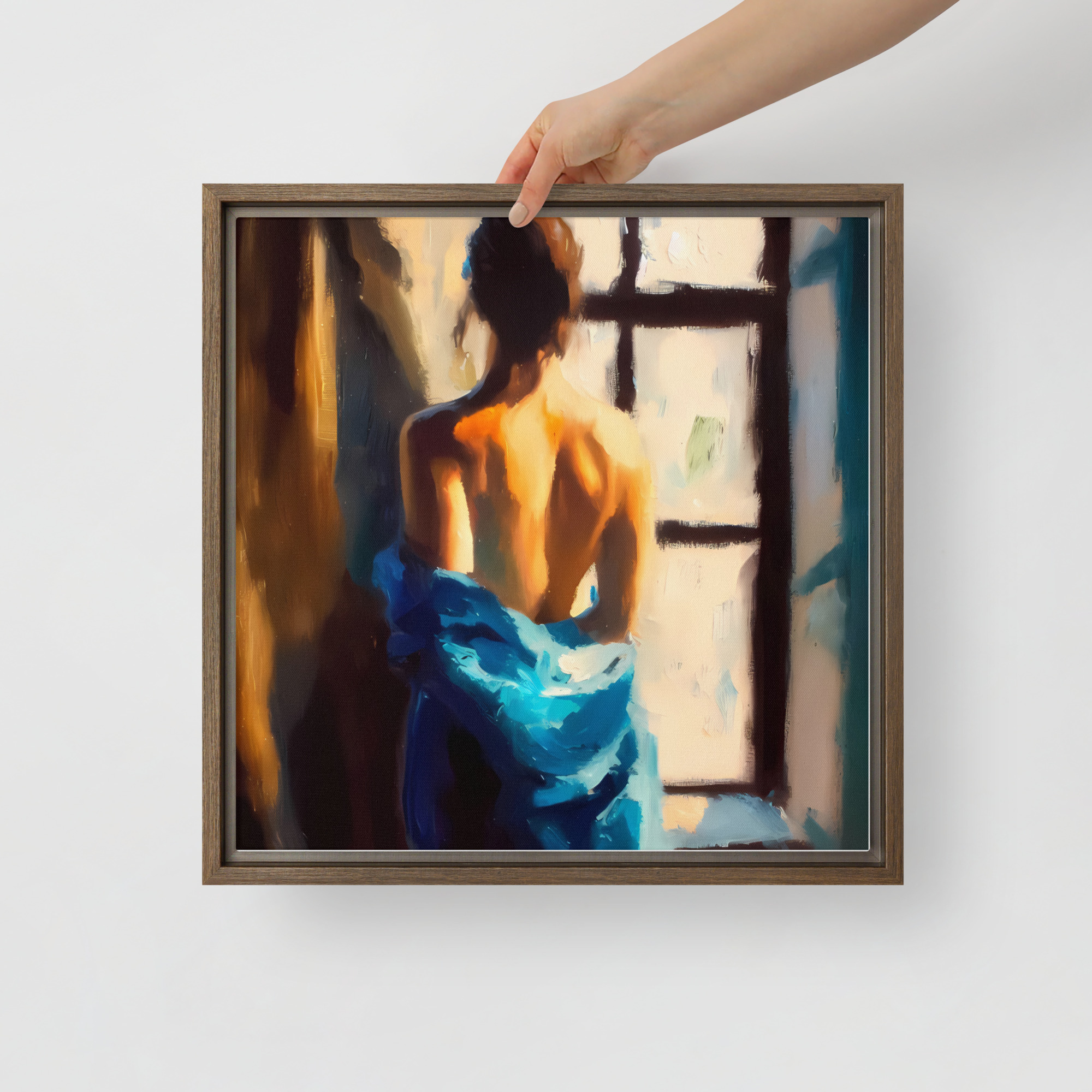 Lady in Blue - framed canvas print - Image 5