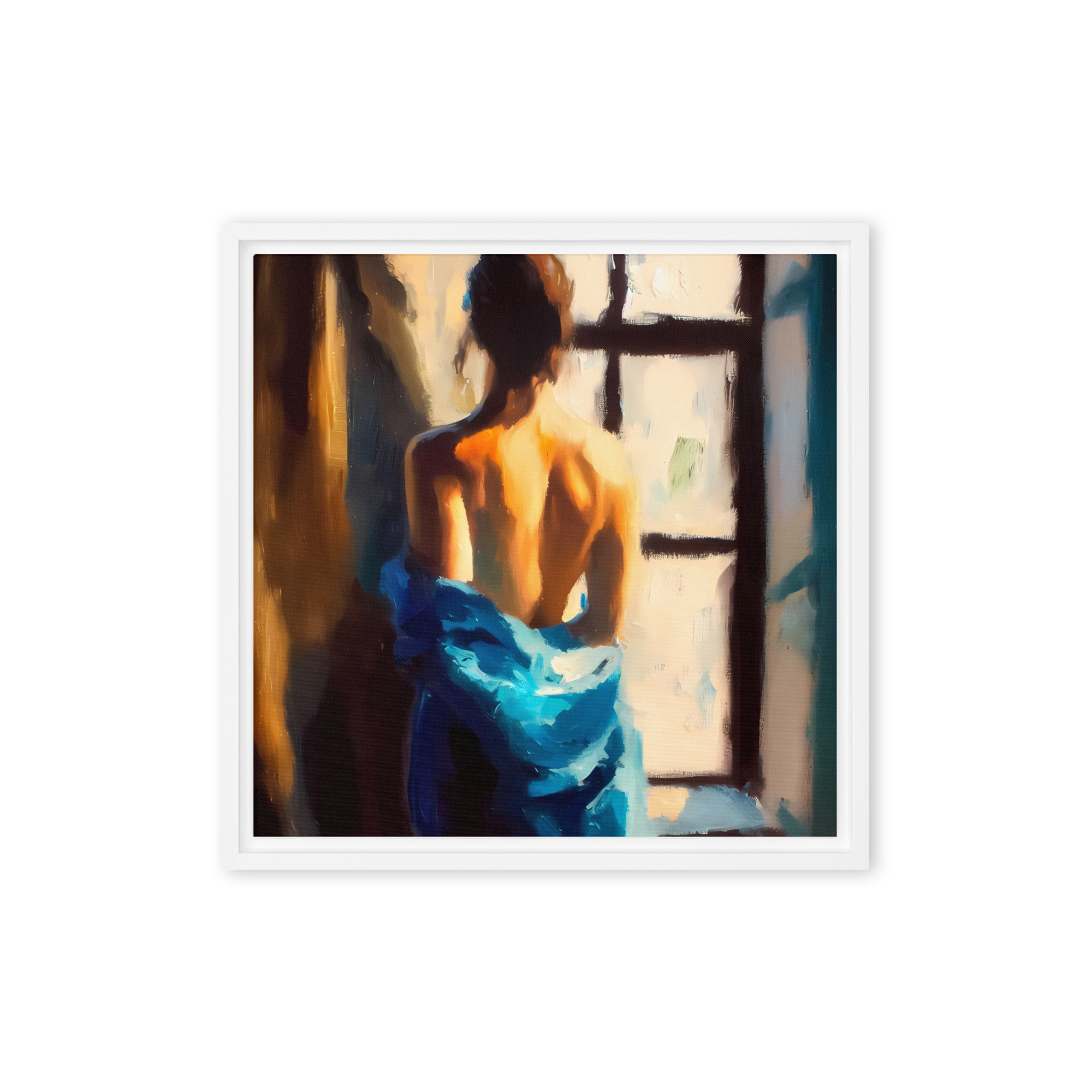 Lady in Blue - framed canvas print - Image 4