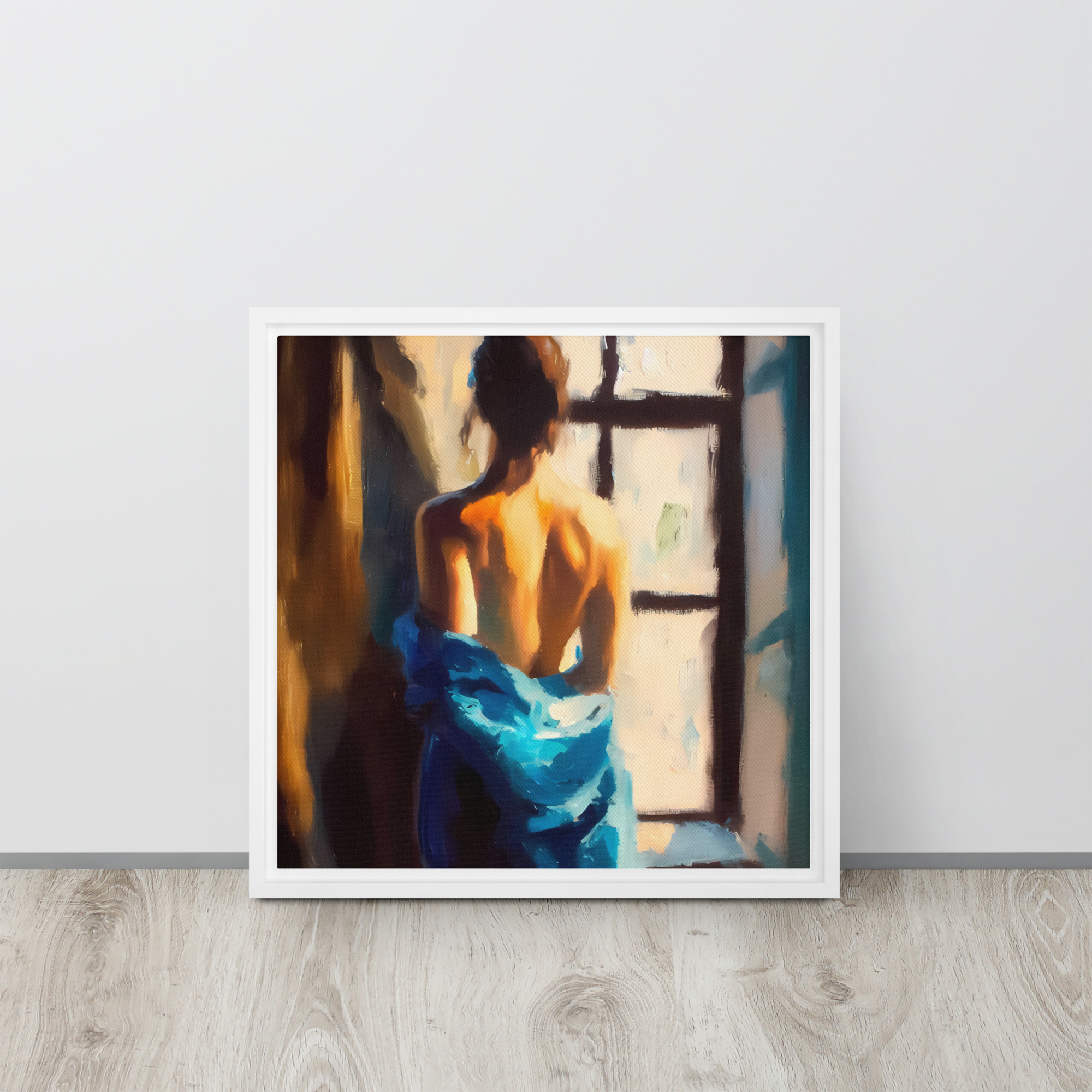 Lady in Blue - framed canvas print - Image 7
