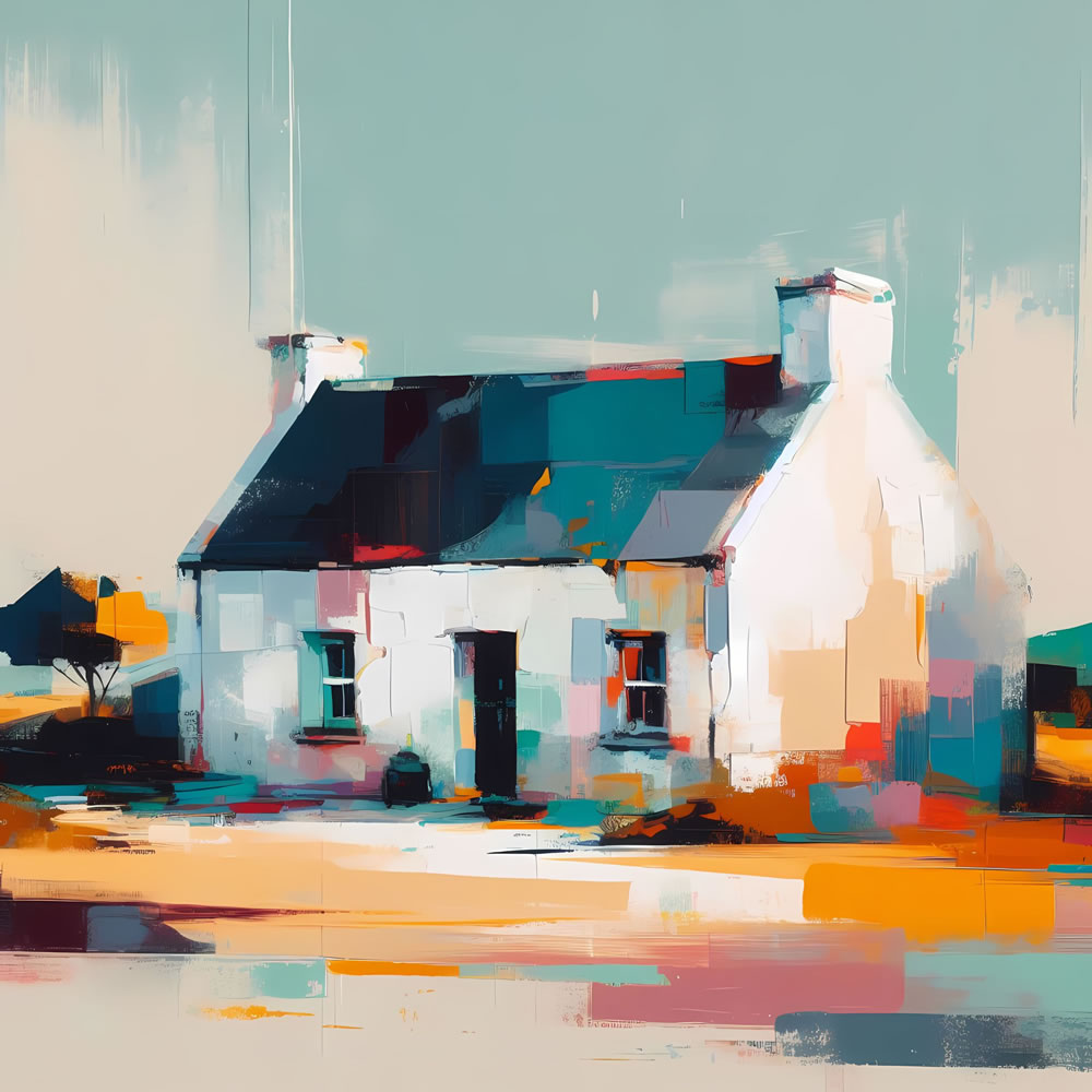 Rose Cottage, Fanad, Donegal - framed canvas print