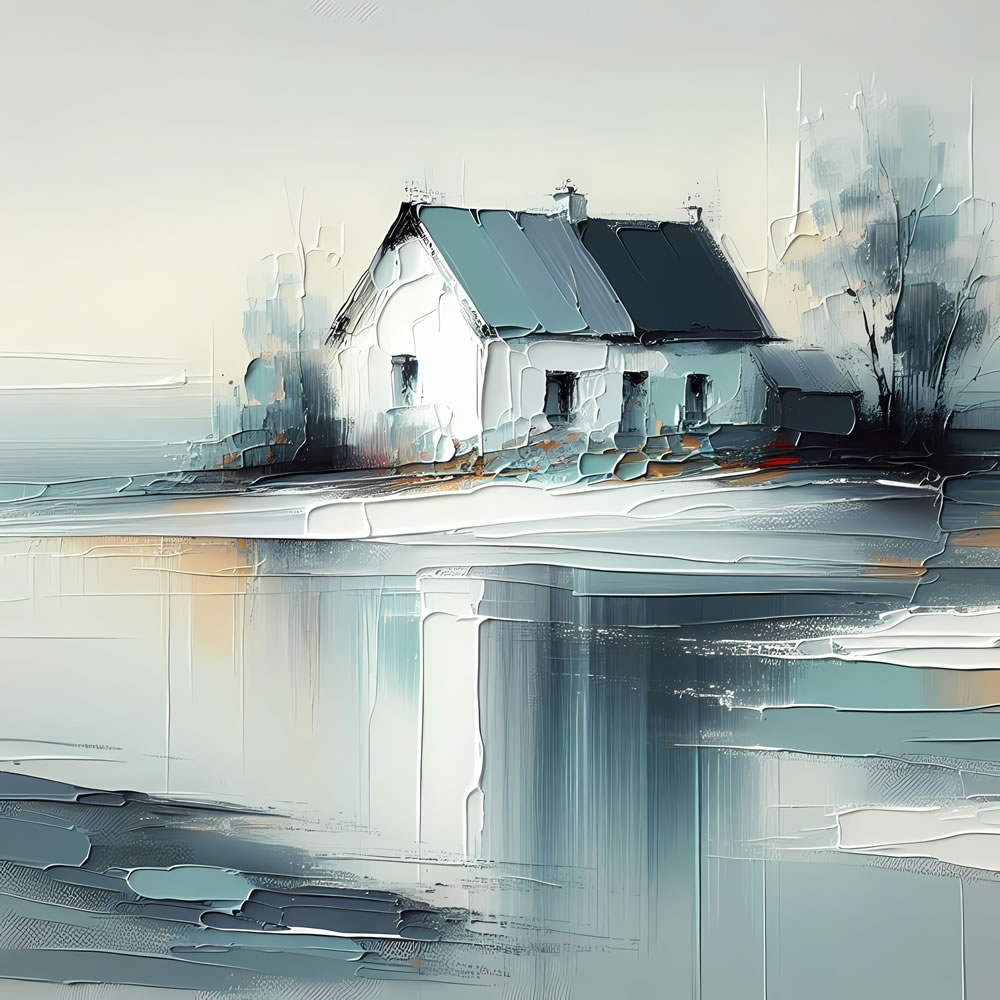 Lakeside Cottage Donegal - framed canvas print