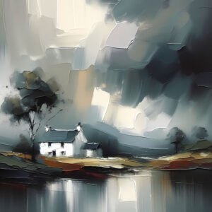 Cottage on the Lough - framed canvas print