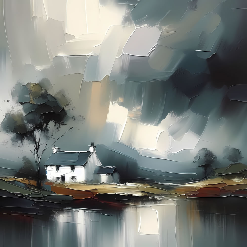 Cottage on the Lough - framed canvas print