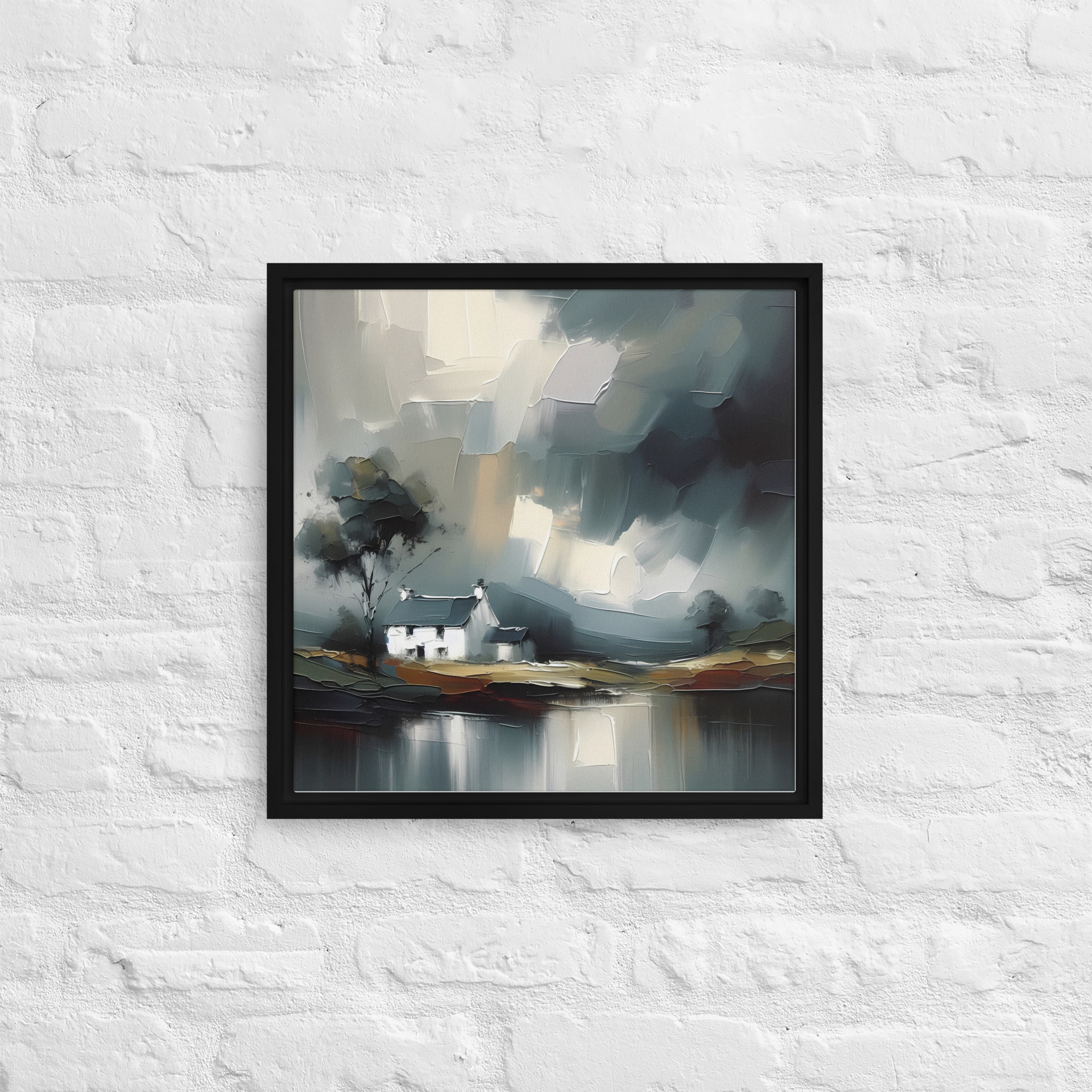 Cottage on the Lough - framed canvas print - Image 3