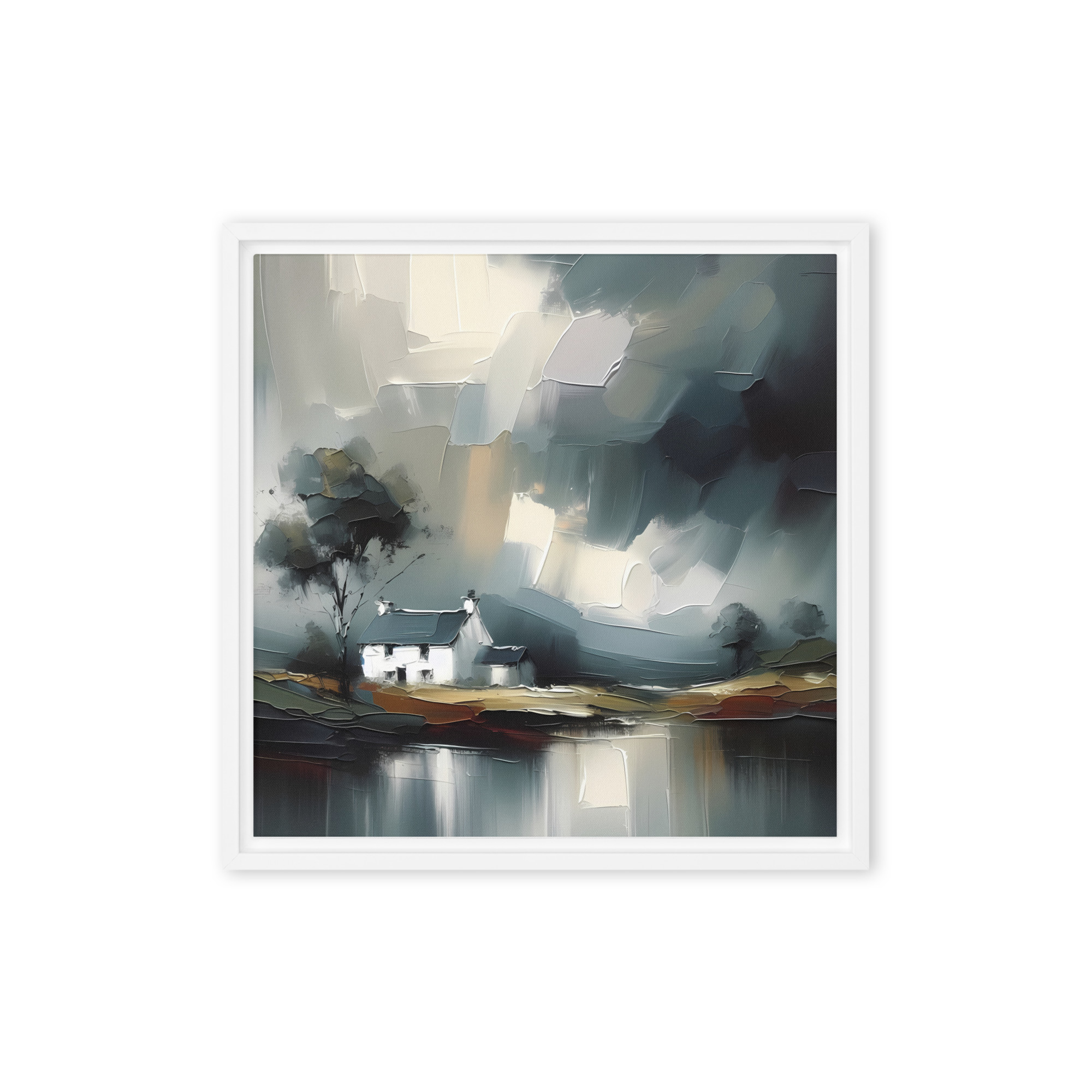 Cottage on the Lough - framed canvas print - Image 7