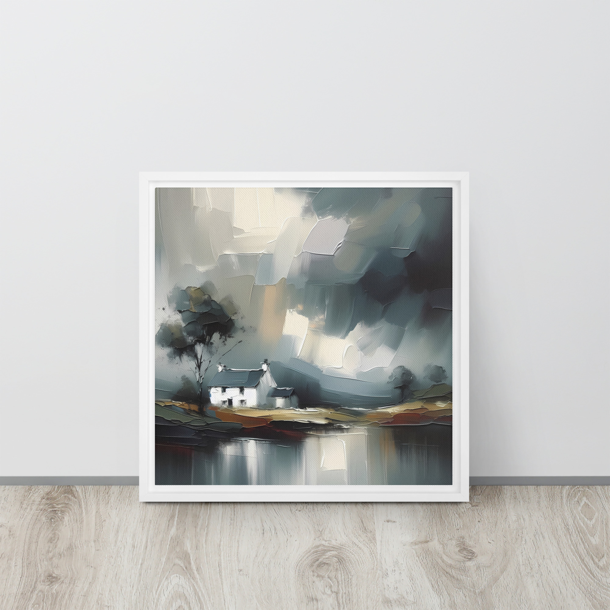 Cottage on the Lough - framed canvas print - Image 4