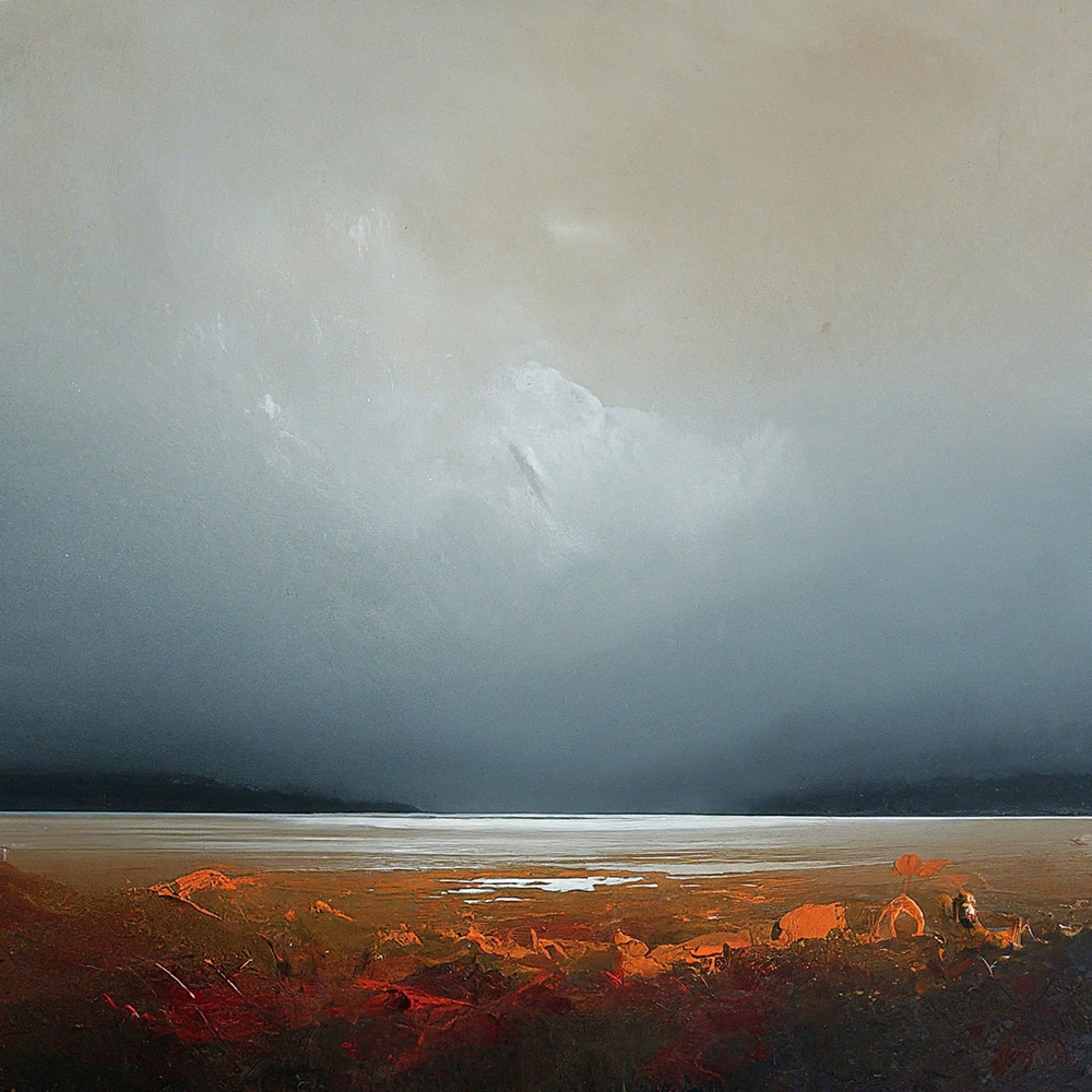 Abstract Landscape Red - Framed canvas print